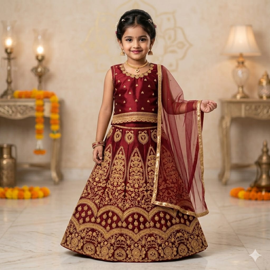 Maroon  Colour baby Lehenga